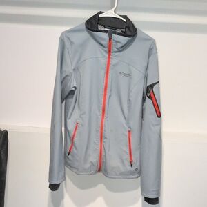 Columbia Light Gray Jacket with Red Zippers